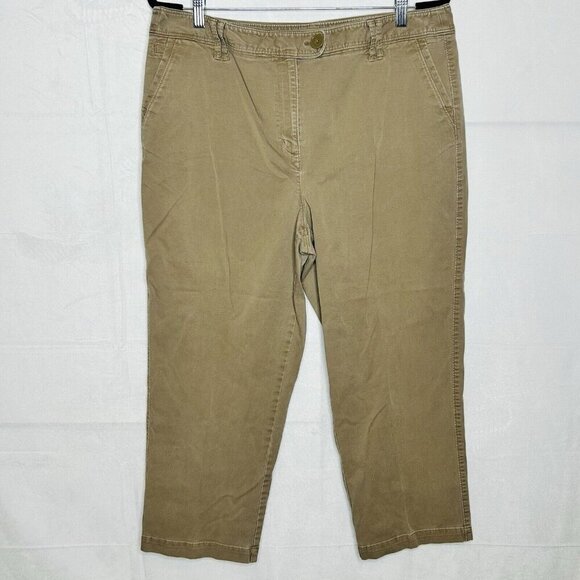 Talbots Women's Capri Dark Khaki Chinos Stretch Size 18 (36 x 24.5) High-Rise - Picture 1 of 9